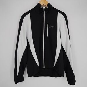Gore Bike Wear Windstopper Soft Shell Jacket Mens M Black White Pocket Zipper